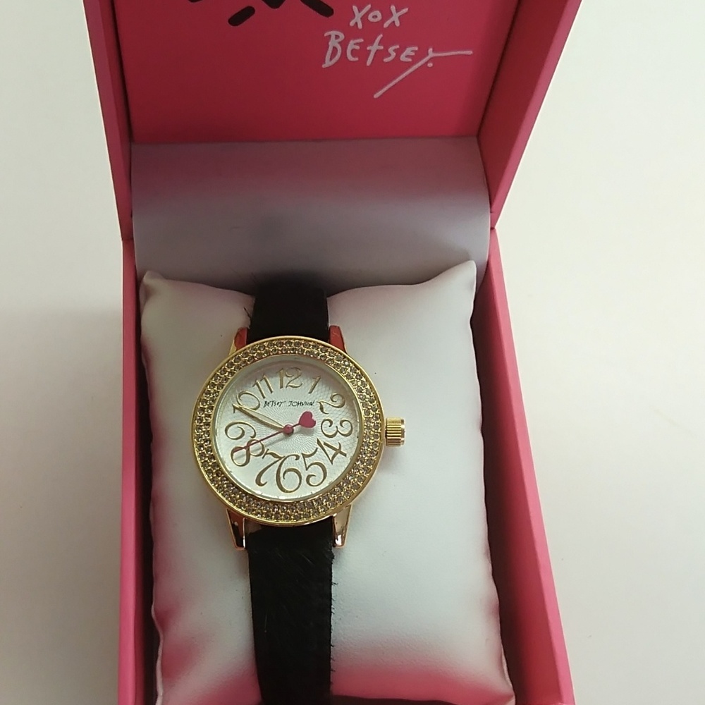 Betsey Johnson New Gold w/Black Band Watch
